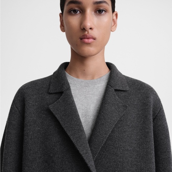 NWT Toteme Knitted wool blazer dark grey mélange Size XS - Picture 4 of 12